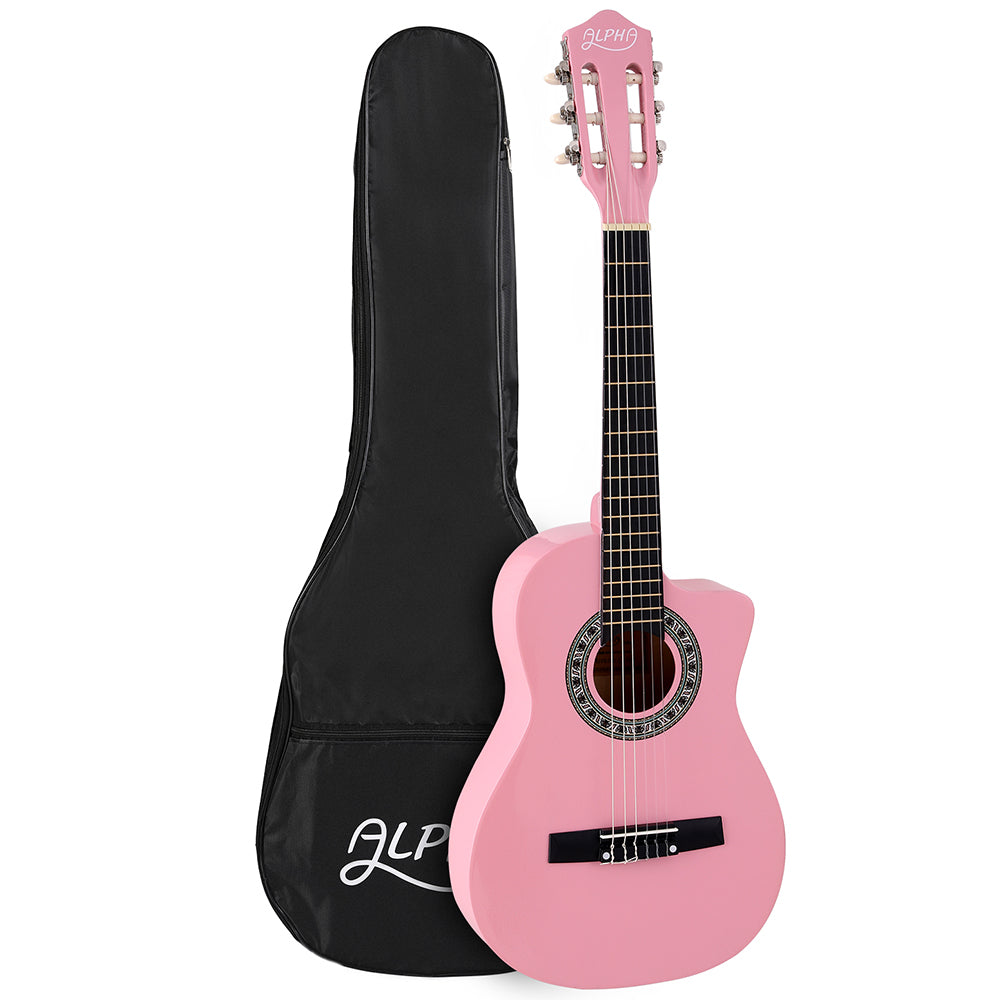 Alpha 34 Inch Classical Guitar with Carry Bag - Pink