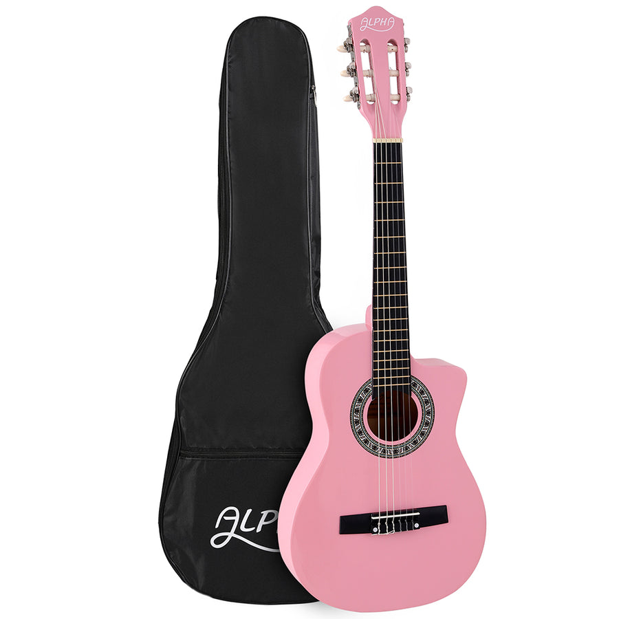 Alpha 34 Inch Classical Guitar with Carry Bag - Pink