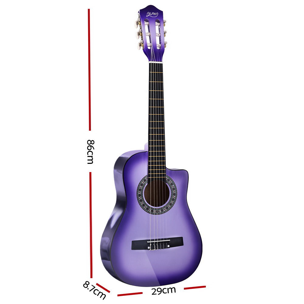Alpha 34-Inch Classical Guitar with Carry Bag - Purple