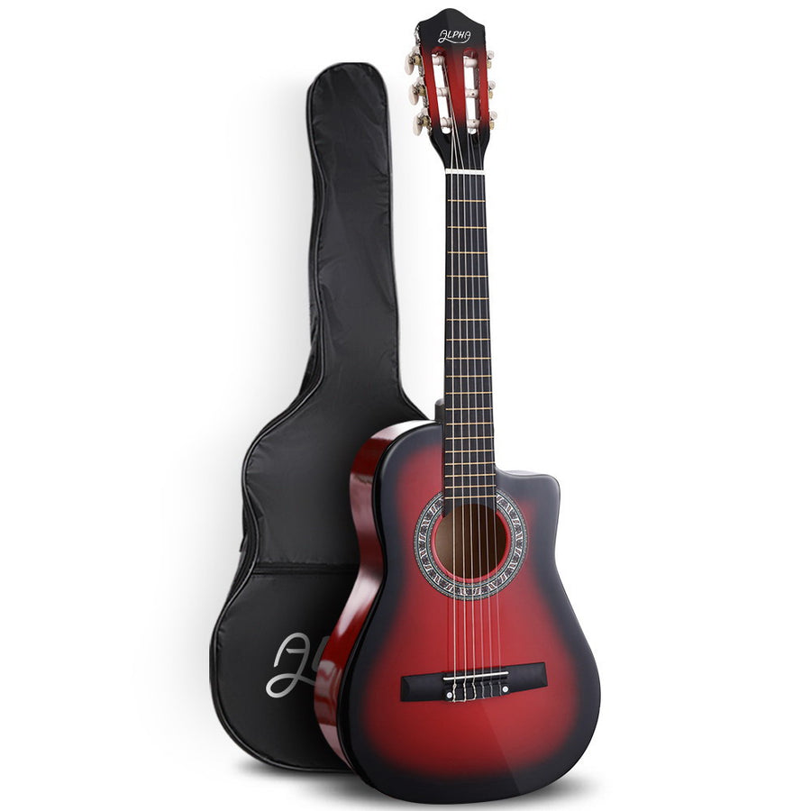 Alpha 34-Inch Classical Guitar with Carry Bag - Red