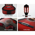 Alpha 34-Inch Classical Guitar with Carry Bag - Red