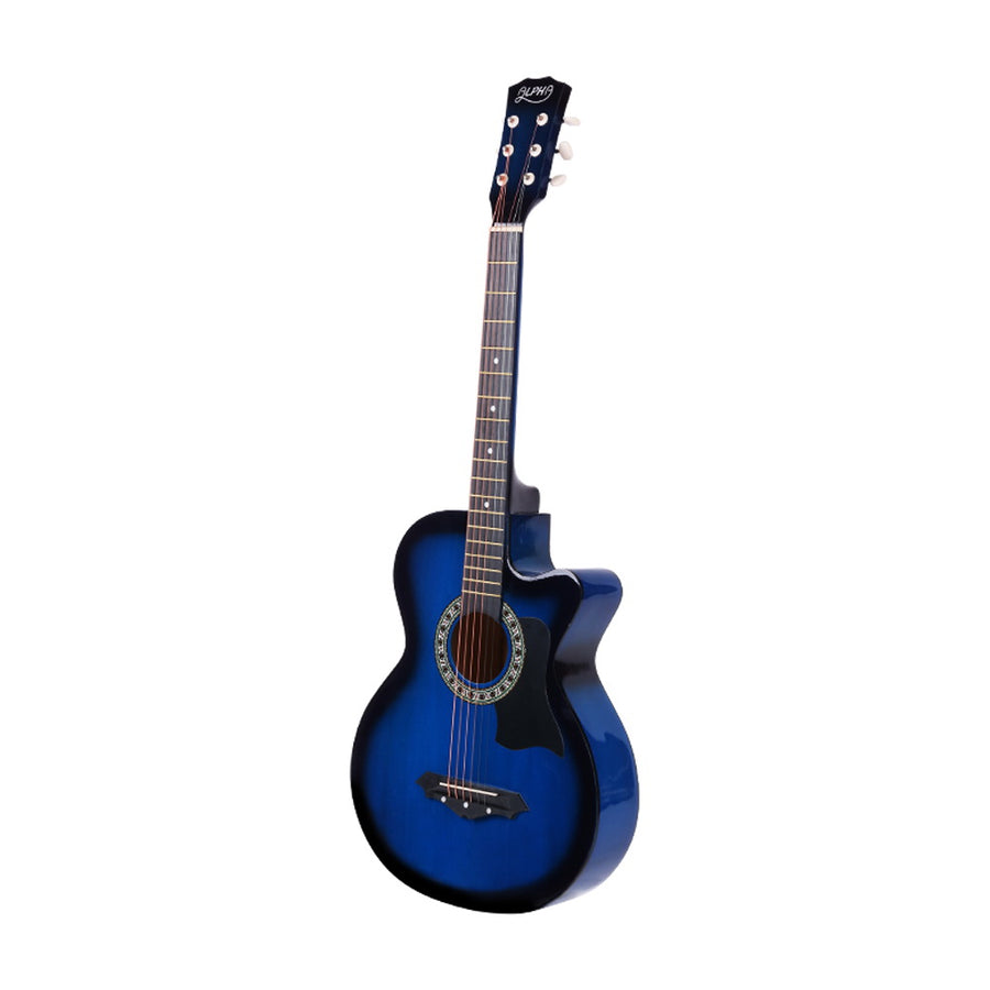 Alpha 38-Inch Cutaway Acoustic Guitar with Carry Bag - Blue