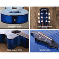 Alpha 38-Inch Cutaway Acoustic Guitar with Carry Bag - Blue