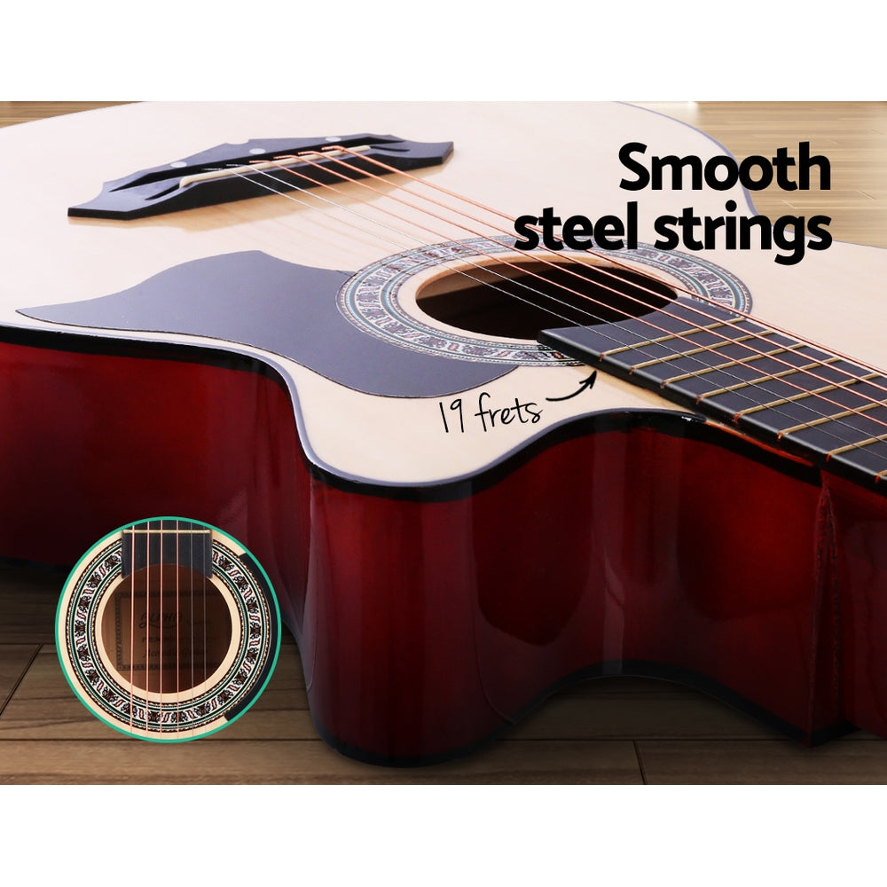 Alpha 38" Acoustic Cutaway Guitar Laminated Linden Body Steel Strings - SuperSaverAU - view 4