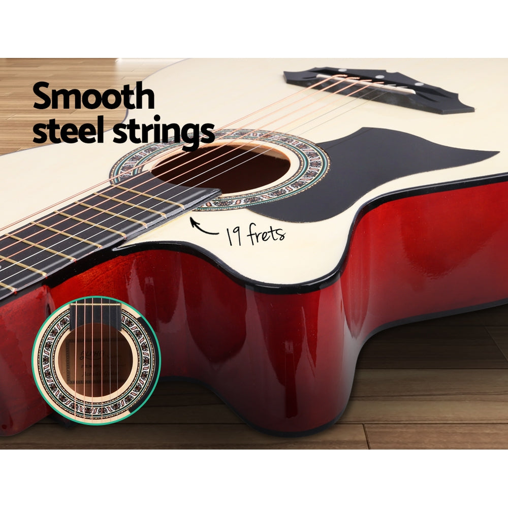 Alpha 38-Inch Left-Handed Acoustic Guitar with Carry Bag