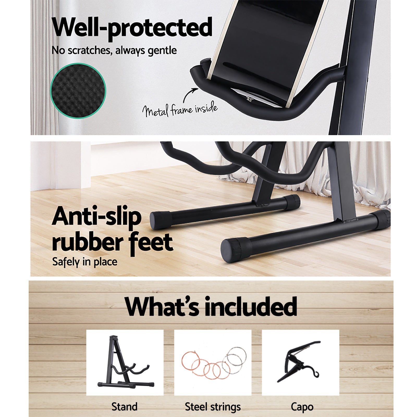 Alpha Guitar Stand Folding Portable Floor Rack Holder - SuperSaverAU - view 5