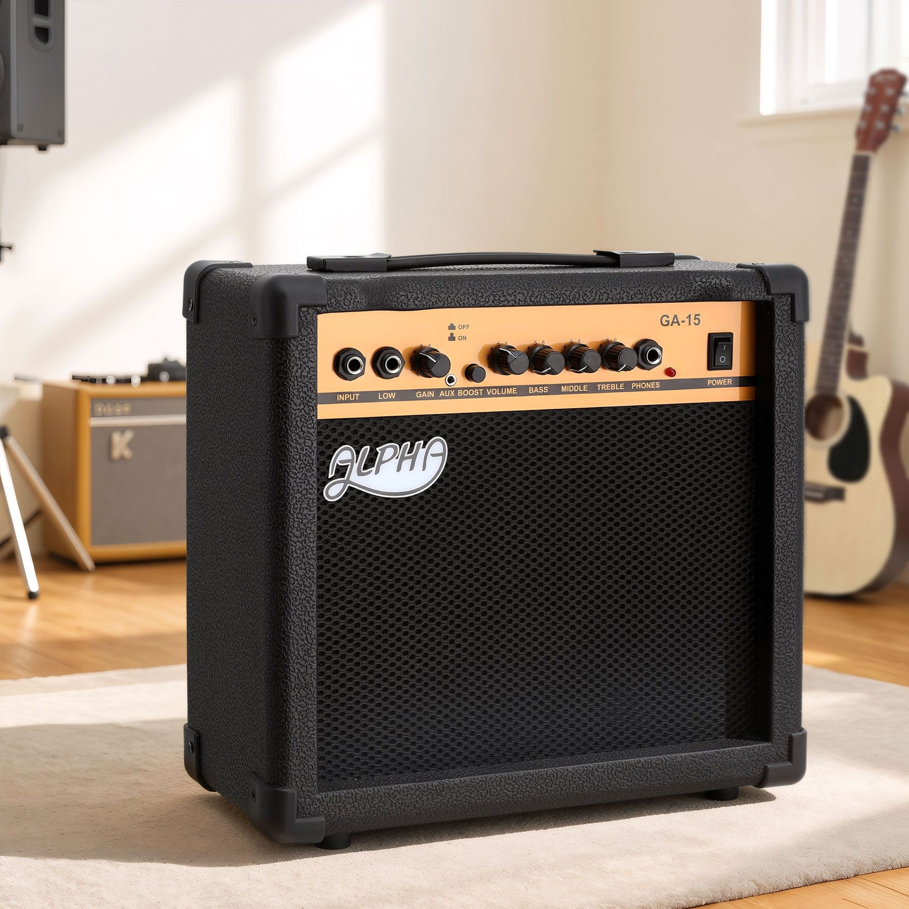 Alpha 20W Portable Guitar Amplifier with Overdrive - Black