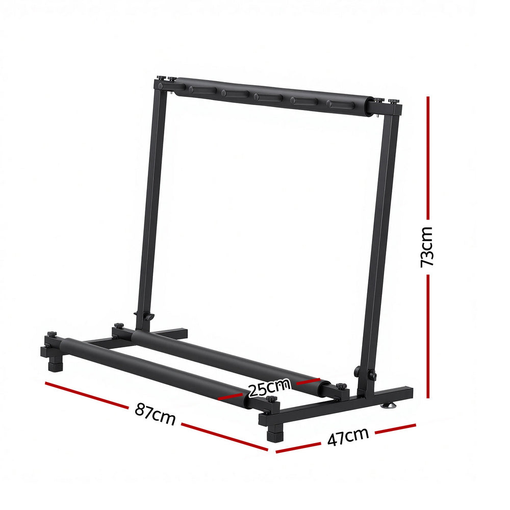 Alpha Foldable Guitar Rack Stand Holder, 5 Guitars, Adjustable Feet, Black 87*47*73cm - SuperSaverAU - view 2