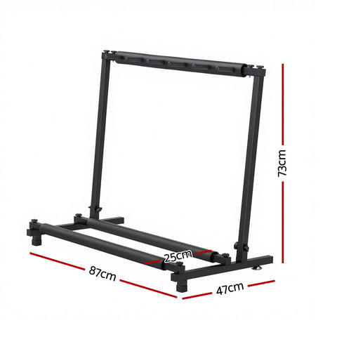 Alpha Foldable Guitar Rack Stand Holder, 5 Guitars, Adjustable Feet, Black 87*47*73cm - SuperSaverAU - view 2