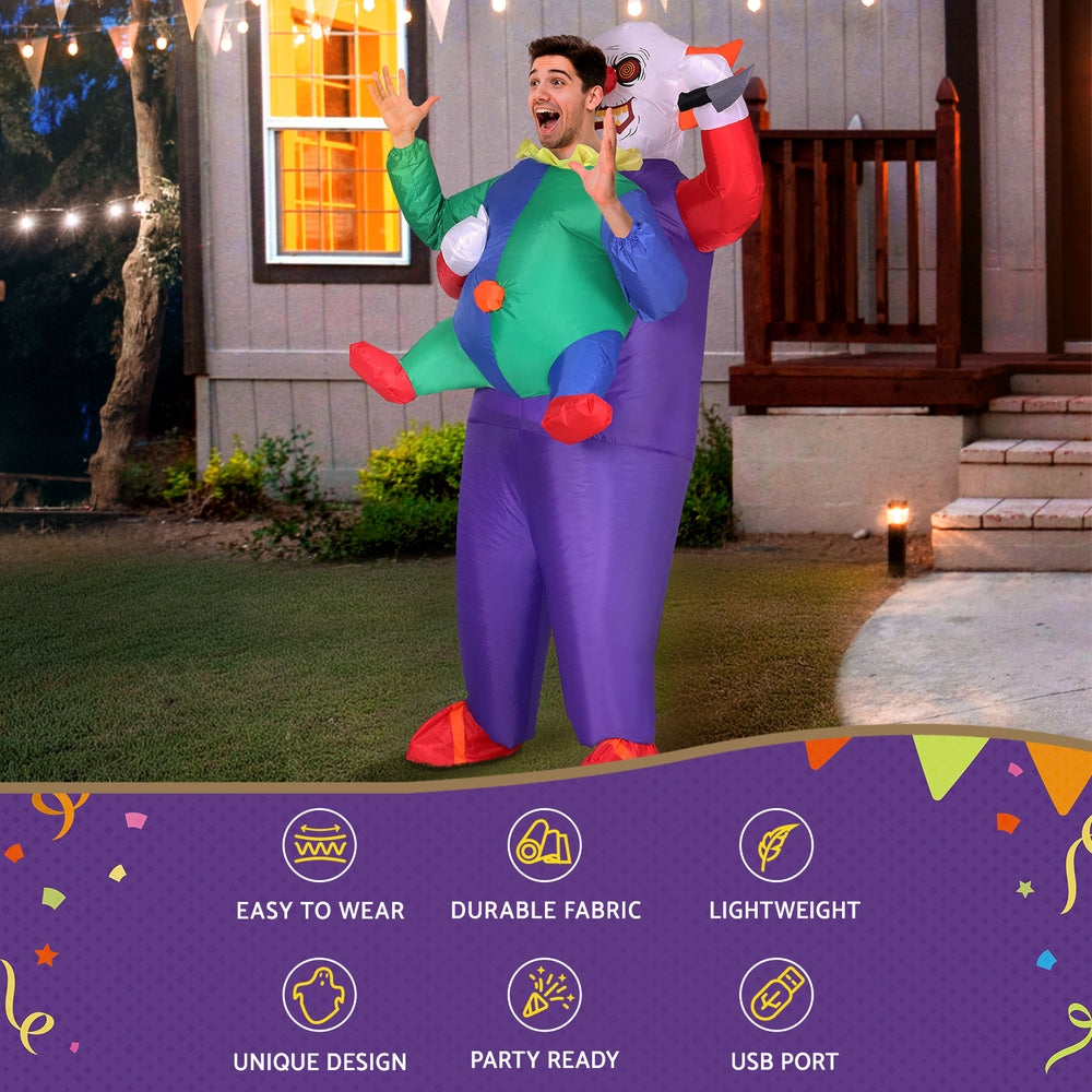 Inflatable Clown Costume Adult Suit Blow Up Party Fancy Dress Halloween Cosplay - SuperSaverAU - view 4