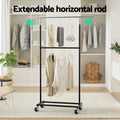 Artiss Clothes Rack Double Rod Airer Rail Coat Stand Adjustable Hanger - SuperSaverAU - view 4