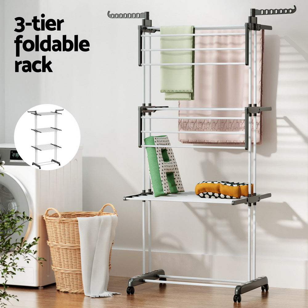 Artiss Clothes Drying Rack 173cm Foldable, 3-Tier, Lightweight, Portable - SuperSaverAU - view 6