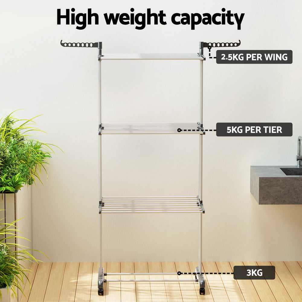 Artiss Clothes Drying Rack 173cm Foldable, 3-Tier, Lightweight, Portable - SuperSaverAU - view 7