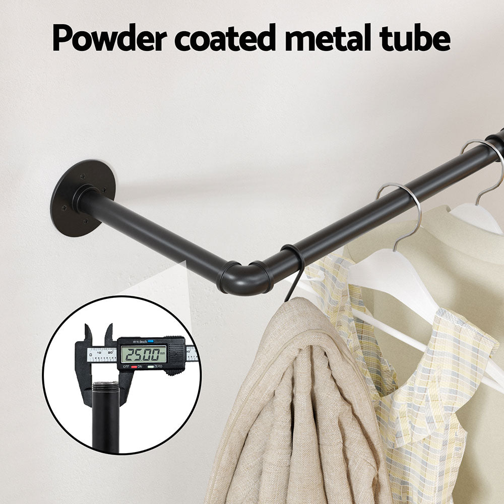 Artiss Wall-Mounted Clothes Rack - Black, Metal Construction - SuperSaverAU - view 5