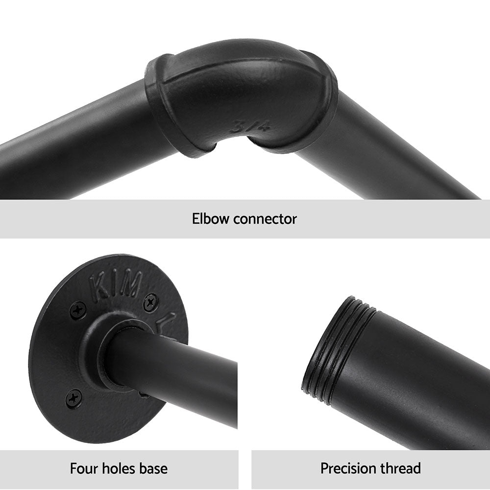 Artiss Wall-Mounted Clothes Rack - Black, Metal Construction