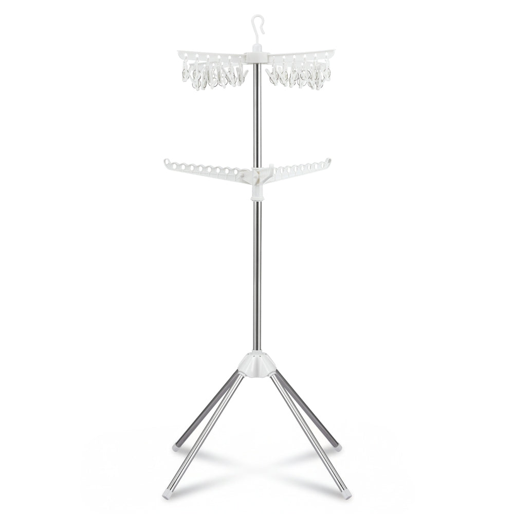 Artiss 2-Tier Rotatable Clothes Drying Rack with Clips