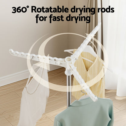 Artiss 2-Tier Rotatable Clothes Drying Rack with Clips
