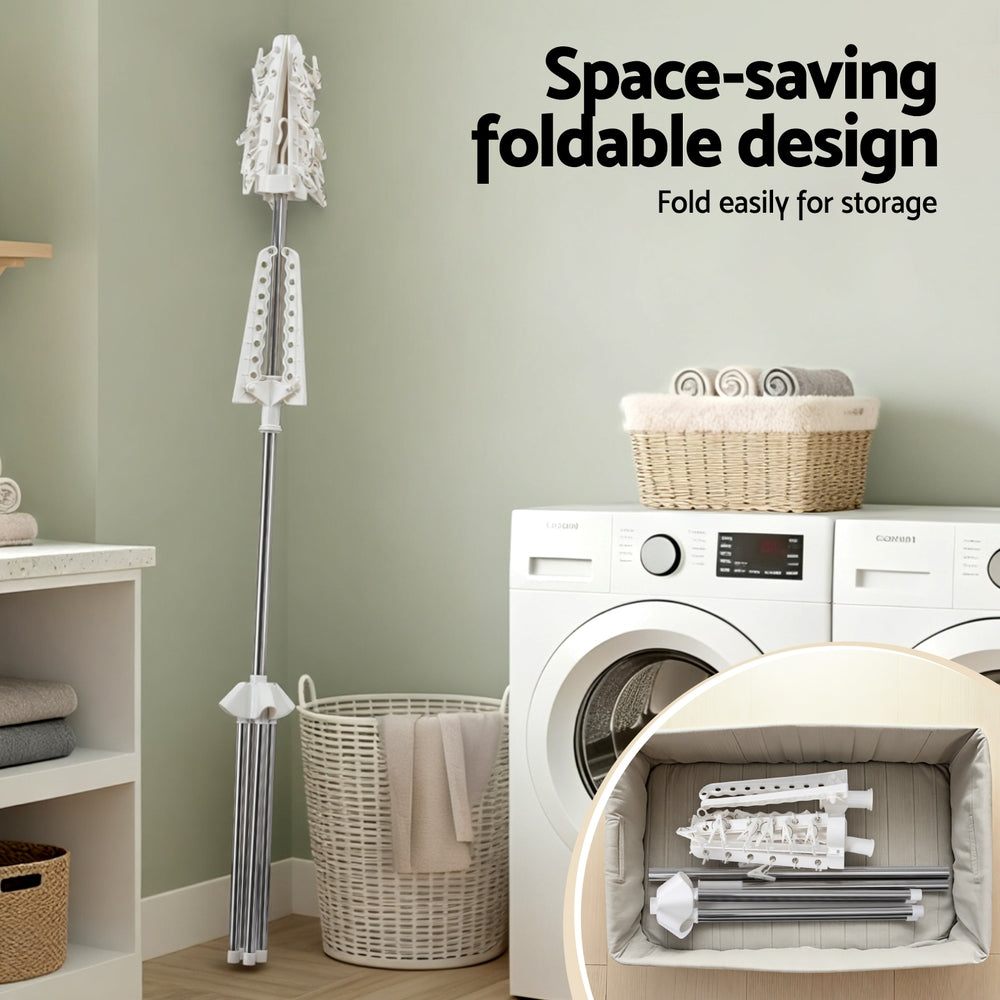 Artiss 2-Tier Rotatable Clothes Drying Rack with Clips