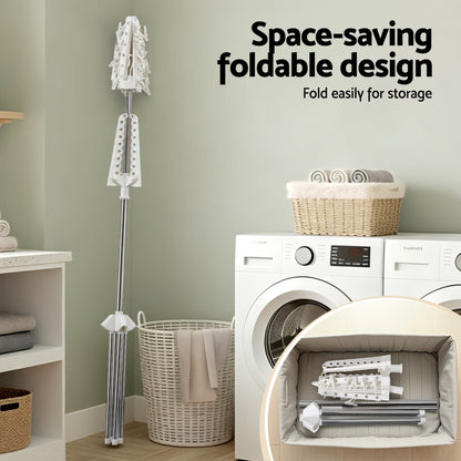 Artiss 2-Tier Rotatable Clothes Drying Rack with Clips