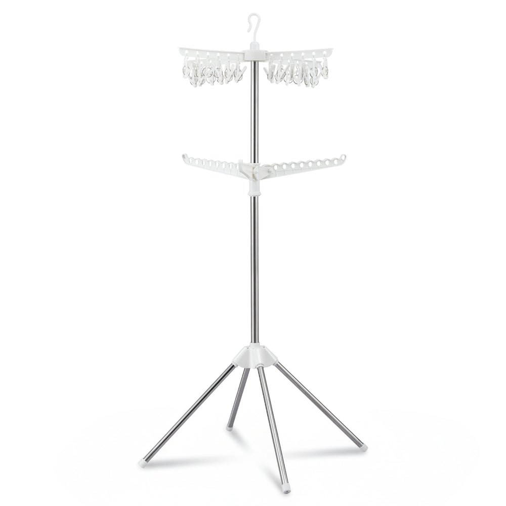 Artiss 2-Tier Rotatable Clothes Drying Rack with Clips