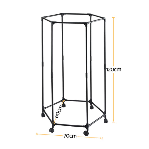 Artiss Clothes Rack Black 6 Rod Garment Airer with Wheels 50kg Capacity