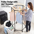 Artiss Clothes Rack Black 6 Rod Garment Airer with Wheels 50kg Capacity