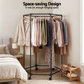 Artiss Clothes Rack Black 6 Rod Garment Airer with Wheels 50kg Capacity