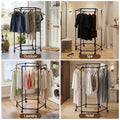 Artiss Clothes Rack Black 6 Rod Garment Airer with Wheels 50kg Capacity
