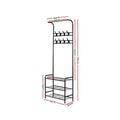 Artiss Metal Clothes Rack 179cm with 3-Tier Shelving & 8 Hooks - Black - SuperSaverAU - view 3