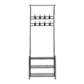 Artiss Metal Clothes Rack 179cm with 3-Tier Shelving & 8 Hooks - Black - SuperSaverAU - view 4