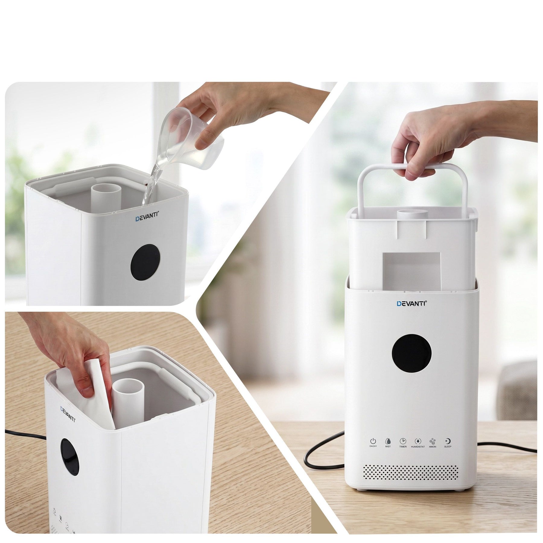 Devanti 3.5L Ultrasonic Humidifier & Air Purifier - White