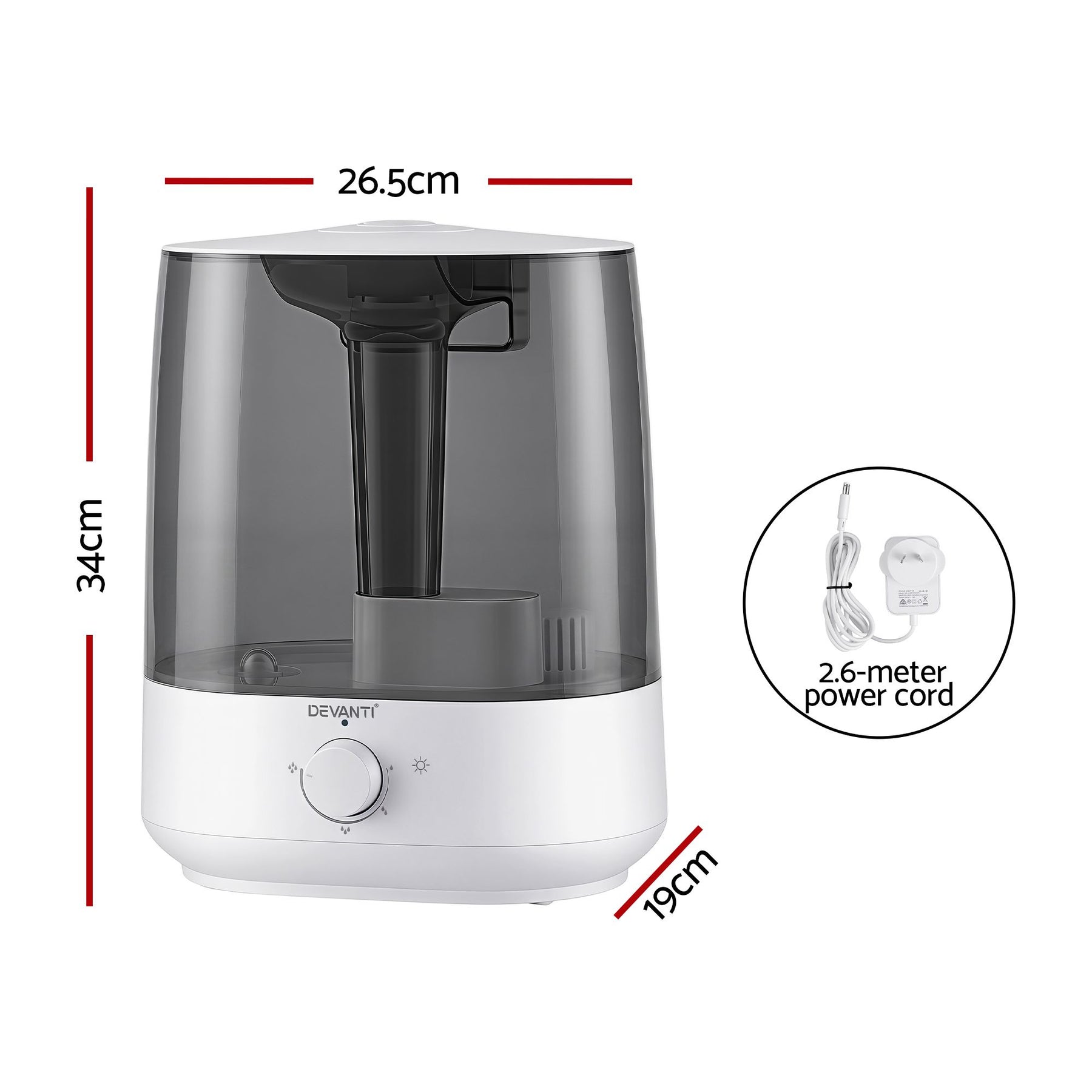 Devanti 6L Ultrasonic Humidifier & Aroma Diffuser - White