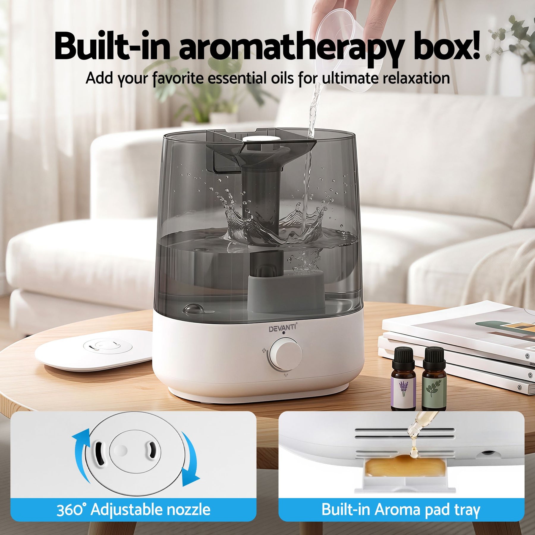 Devanti 6L Ultrasonic Humidifier & Aroma Diffuser - White