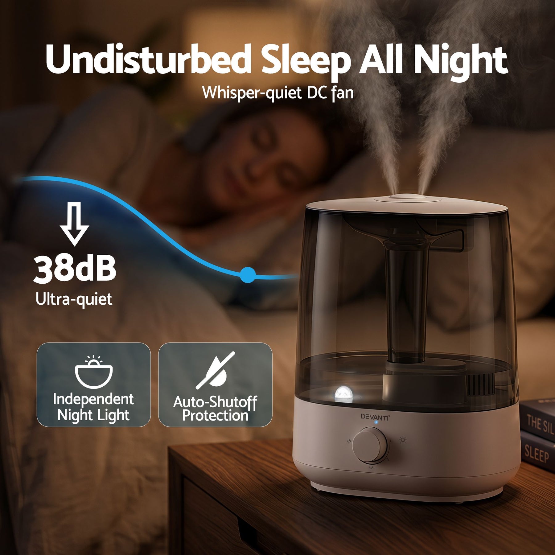Devanti 6L Ultrasonic Humidifier & Aroma Diffuser - White