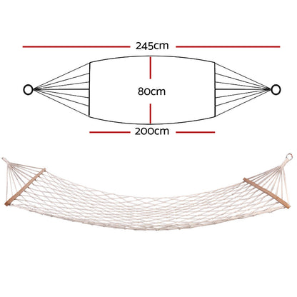 Gardeon Hammock Bed Cream 245cm - Indoor/Outdoor Use, 150kg Capacity
