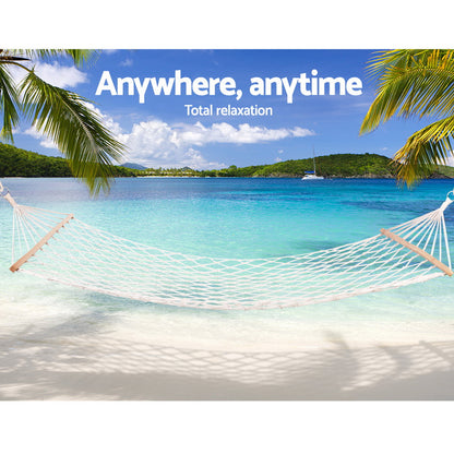 Gardeon Hammock Bed Cream 245cm - Indoor/Outdoor Use, 150kg Capacity