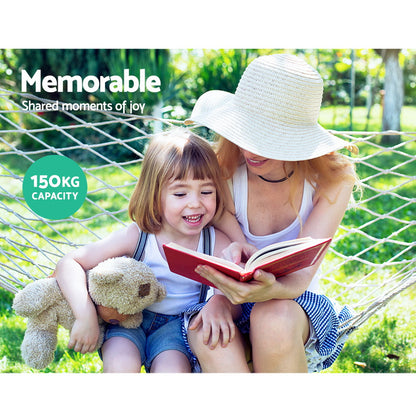 Gardeon Hammock Bed Cream 245cm - Indoor/Outdoor Use, 150kg Capacity