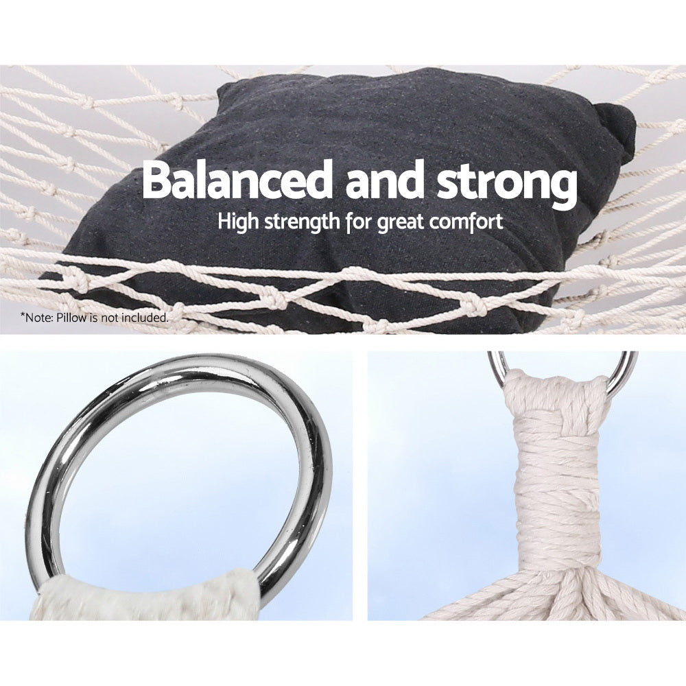 Gardeon Hammock Bed Cream 245cm - Indoor/Outdoor Use, 150kg Capacity - SuperSaverAU - view 6