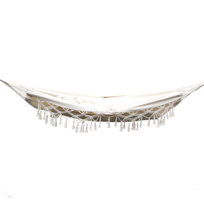 Gardeon Hammock Bed 200cm x 150cm Cream, 150kg Capacity, Handcrafted Tassels