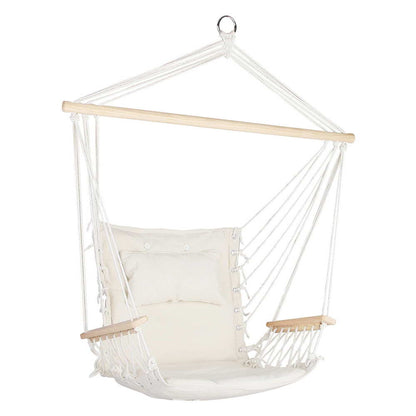 Gardeon Hammock Chair 100x60x138cm with Armrest & Removable Pillow - Cream