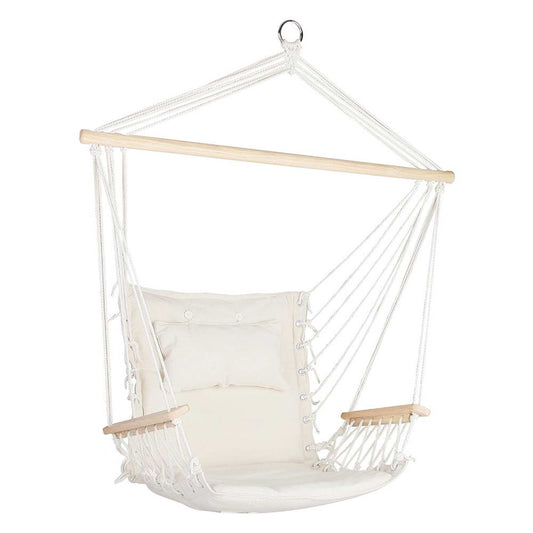 Gardeon Hammock Chair 100x60x138cm with Armrest & Removable Pillow - Cream