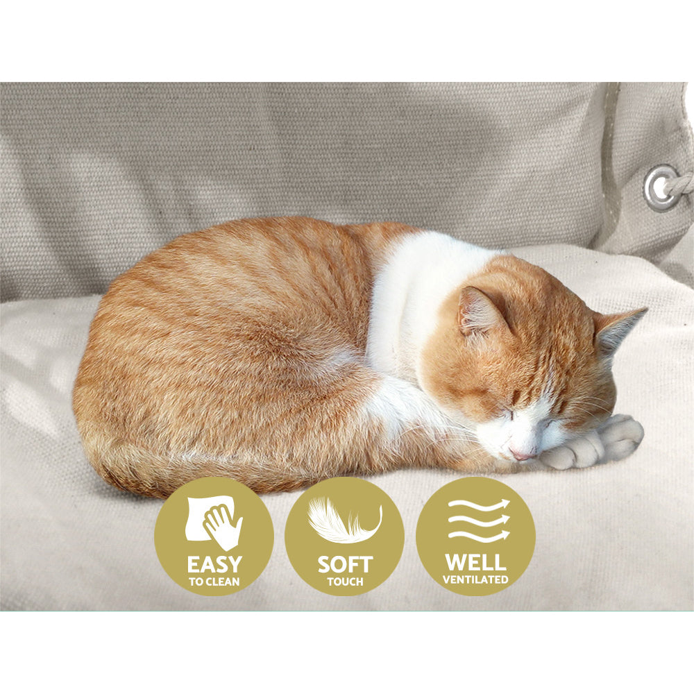 Gardeon Hammock Chair 100x60x138cm with Armrest & Removable Pillow - Cream