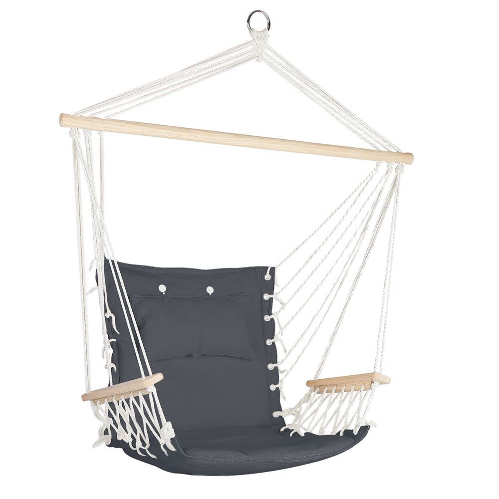 Gardeon Hammock Chair Hanging with Armrest Camping Hammocks Grey - SuperSaverAU - view 1