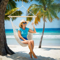 Gardeon Hammock Chair 99.5 x 114cm Cream, Lightweight, 120kg Capacity - SuperSaverAU - view 4