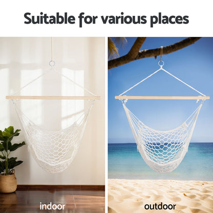 Gardeon Hammock Chair 99.5 x 114cm Cream, Lightweight, 120kg Capacity