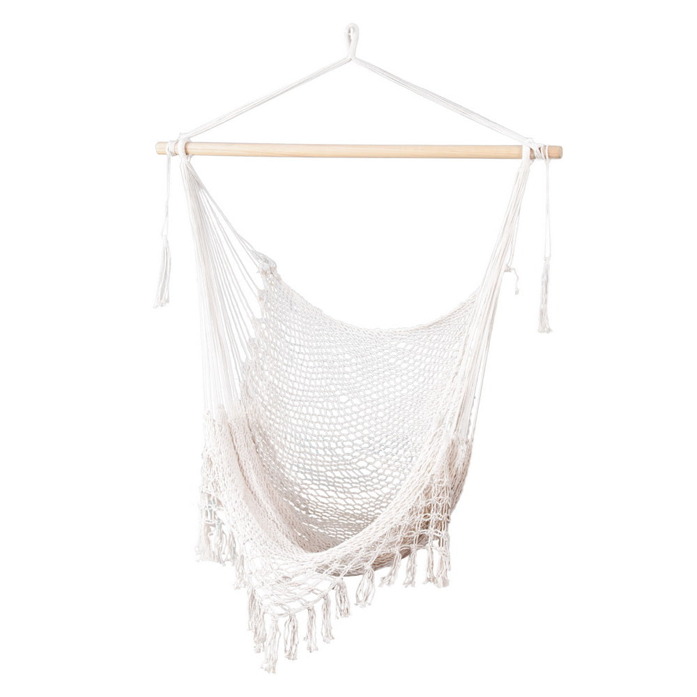 Gardeon Hammock Chair 240cm X 100cm - Durable Cotton Blend, Indoor/Outdoor Use - SuperSaverAU - view 1