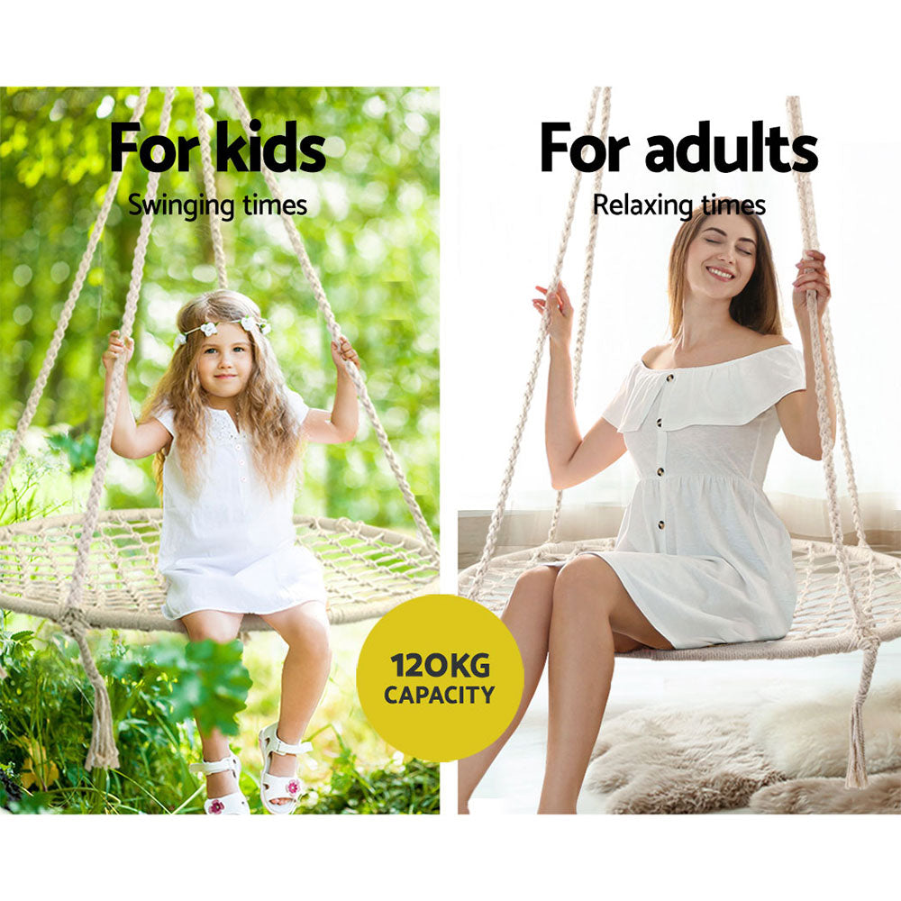 Gardeon Hammock Chair Outdoor Tree Swing Nest Web Hanging Seat 100cm - SuperSaverAU - view 4