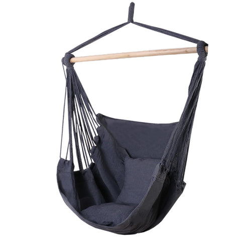Gardeon Hammock Chair 100cm x 45cm x 145cm with Cushions, Grey, 180kg Capacity - SuperSaverAU - view 1