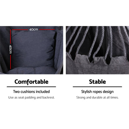 Gardeon Hammock Chair 100cm x 45cm x 145cm with Cushions, Grey, 180kg Capacity
