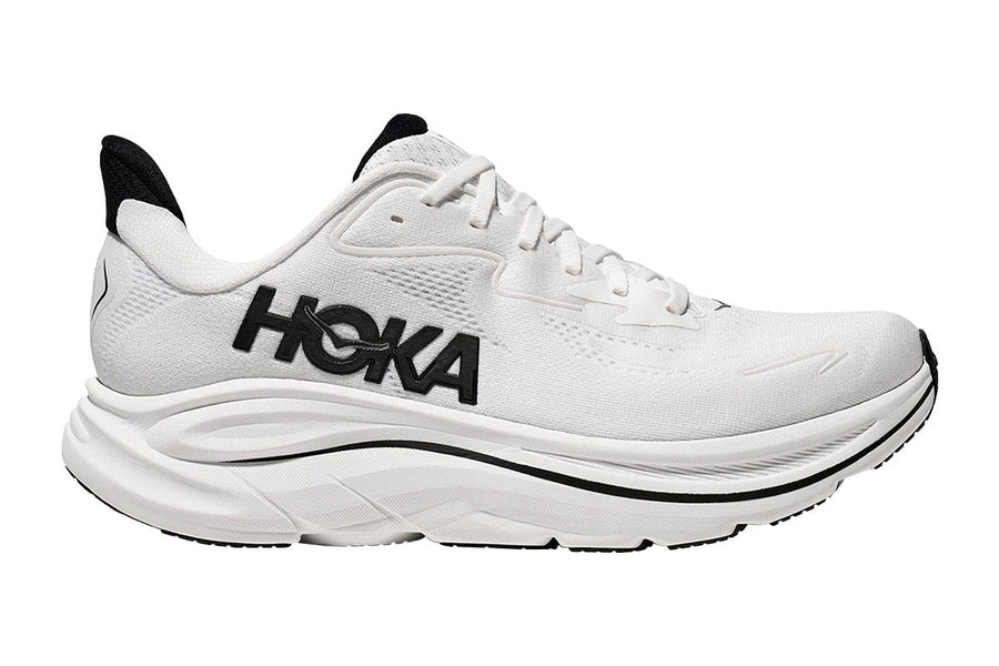 Hoka Men's Clifton 10 Running Shoes (White/Black, Size 12 US)